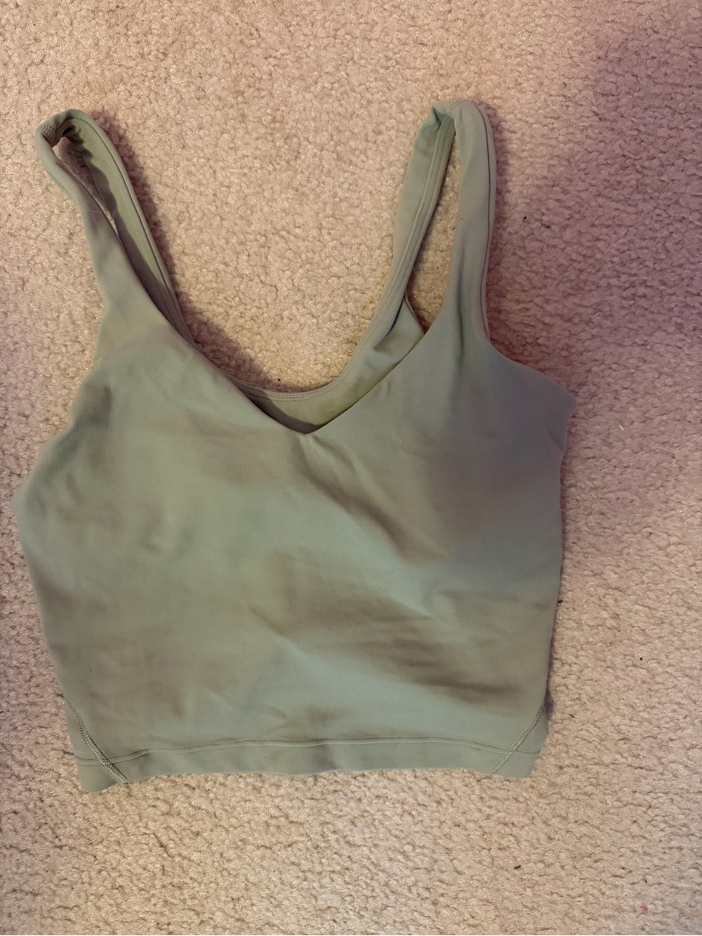 Lulu V-Neck Light Sage Green Sports Bra